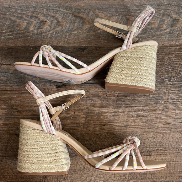 Schutz NWT Dahra Knotted Print Fabric Block Heel Espadrille Sandals Size 11 - Picture 6 of 9